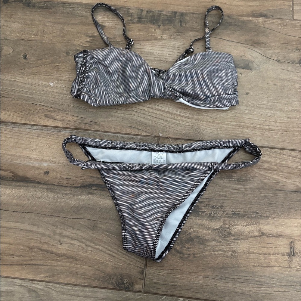 Wild fable swim bikini metallic print twist size medium NWOT
